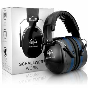 Schallwerk ® Work+ Nero/blu - Protezione dell'udito per il lavoro - Cuffie di protezione dell'udito regolabili in base alle dimensioni, cuffie antirumore di alta qualità - Cuffie per il lavoro